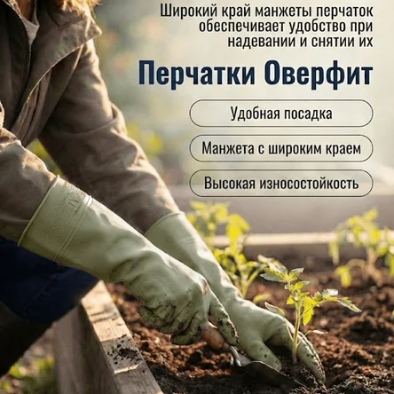 Перчатки ОВЕРФИТ, S, Светло-бежевый