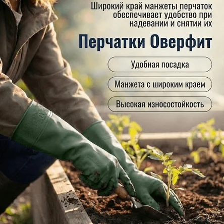 Перчатки ОВЕРФИТ, L, Темно-зелёный